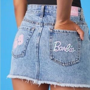 Forever 21 Blue Denim Skirt with Pink Details